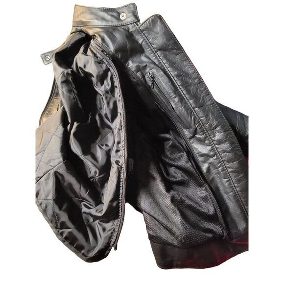 Z1R Nectar Womens LG Black White Leather Motorcycle Jacket Removable Pads Liner - Picture 12 of 14